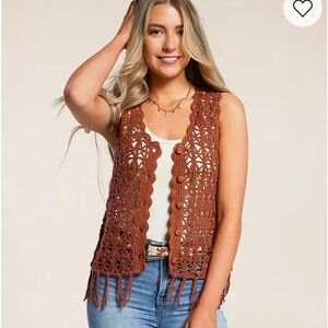 Crochet Fringe Sweater Tank Top